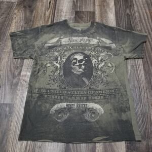 Raw State Shirt Mens M Dead President Graphic Short Sleeve Green Money Cash Y2k